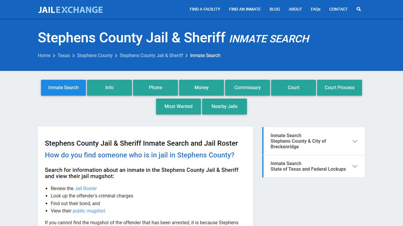 Inmate Search: Roster & Mugshots - Stephens County Jail & Sheriff, TX
